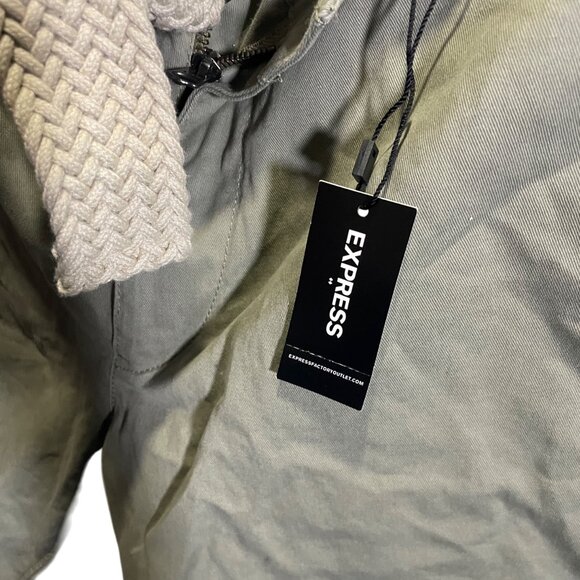 Express Mens Classic Fit Khaki Shorts Size 34 With Belt - Picture 3 of 5